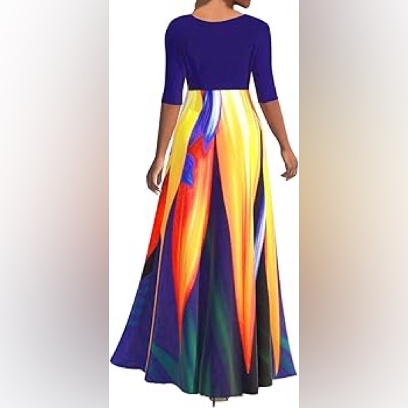 Womens Maxi Dress Long Sleeve Loose Floral Print - Picture 6 of 7